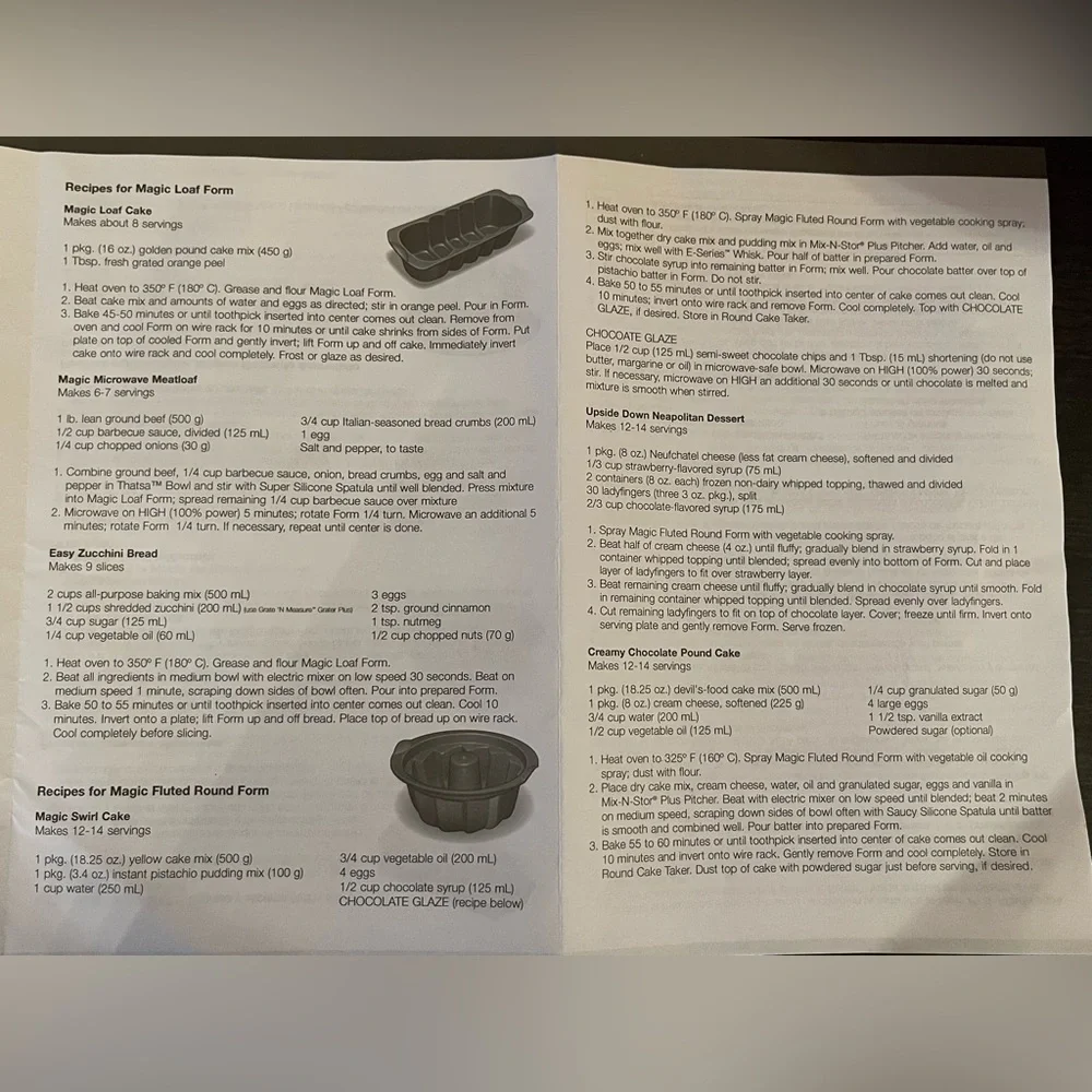 2 Tupperware Red Silicone Magic Baking Forms & Information/Care/Recipe Booklet